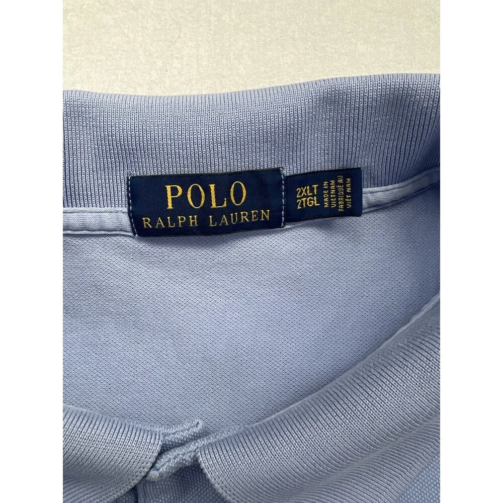 Polo Ralph Lauren Polo Shirt Mens 2XLT Blue Stretch Cotton Short Sleeve Big Tall